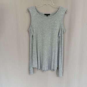 Sanctuary Cold Shoulder Thermal Knit Blouse Top Heather Gray  Size L